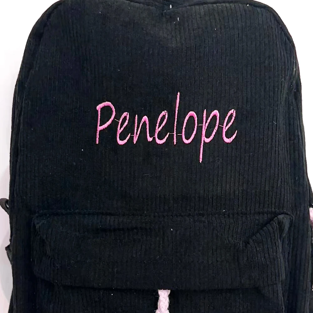 Personalized Embroidery Name Corduroy Backpack Customization Your Name Big Book Bag Unique Perfect Gift for Young Children