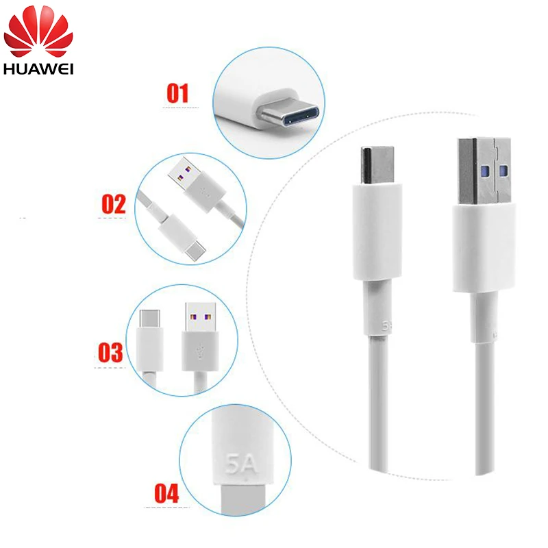 Original Huawei 40W US Super Charger Fast Charge 5A USB Type C Cable for Mate 20 30 40 50 P50 P40 P30 P20 Honor 20 30 V30 Pro