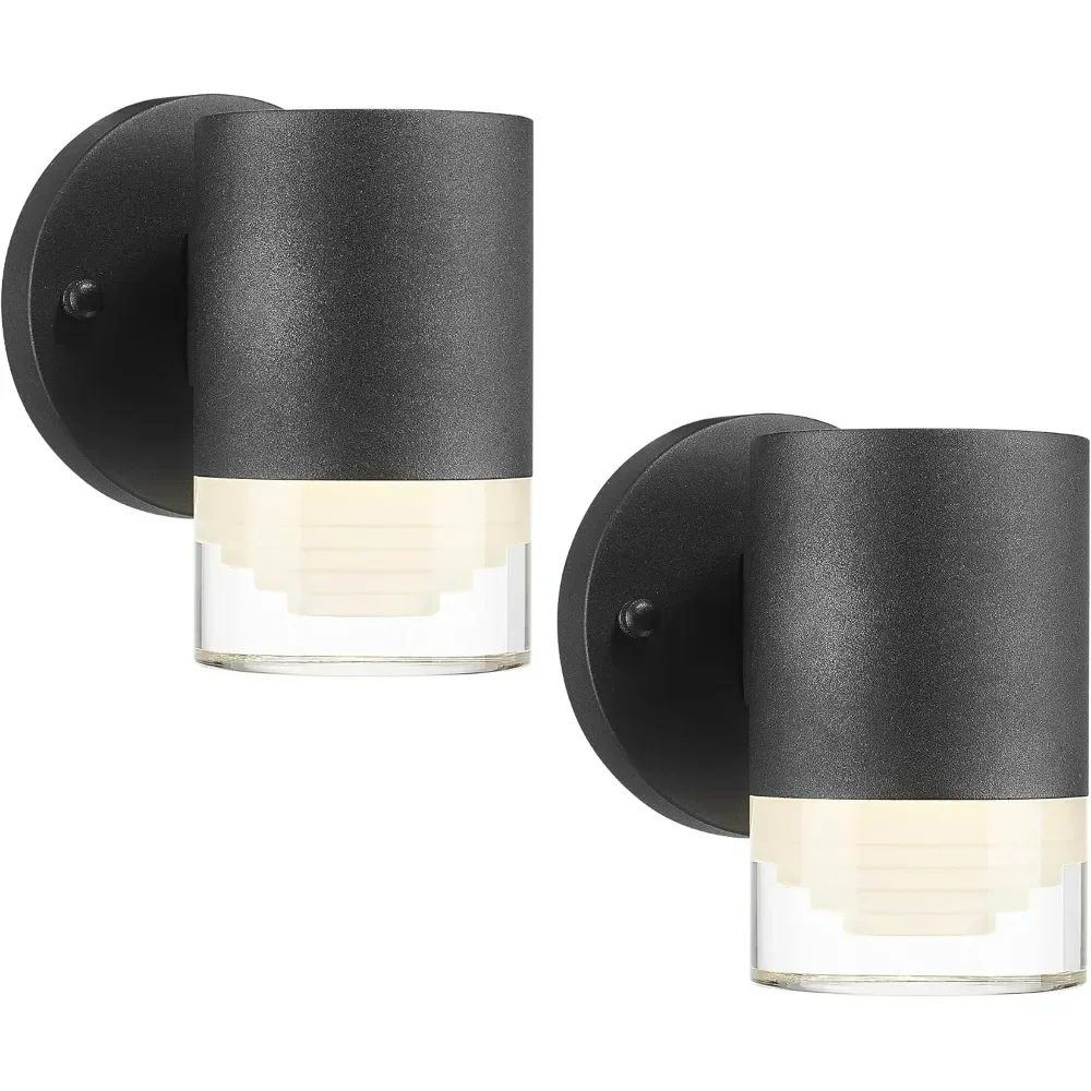 LED Outdoor Sconce Lighting,Modern Outdoor Wall Light, Black Porch Light for Patio Garage Garden Front Door Entryway - 2 Pack