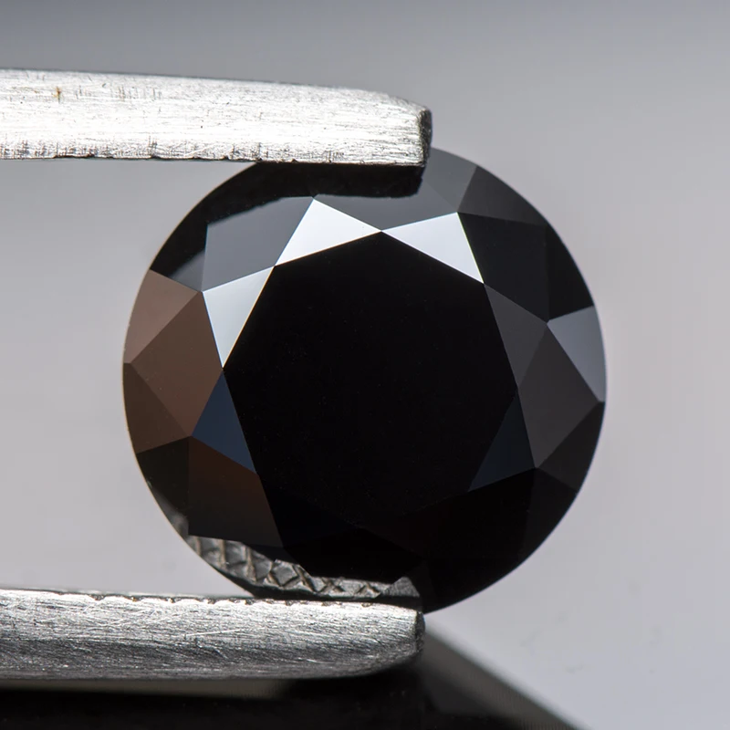 Moissanit-Stein, runder Schliff, primäre schwarze Farbe, im Labor gezüchteter Diamant für DIY-Schmuckherstellung, Pass-Diamant-Tester mit GRA-Zertifikat