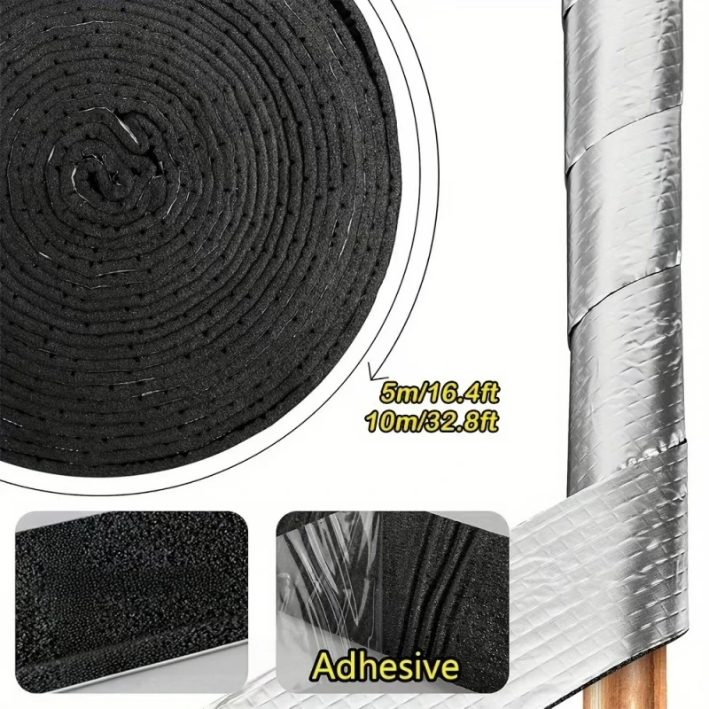 Outdoor Pipe Insulation Wrap Aluminum Foil Foam Tape Waterproof Heat Shield Cold Protection Cover for PVC Water Pipe Copper Tube