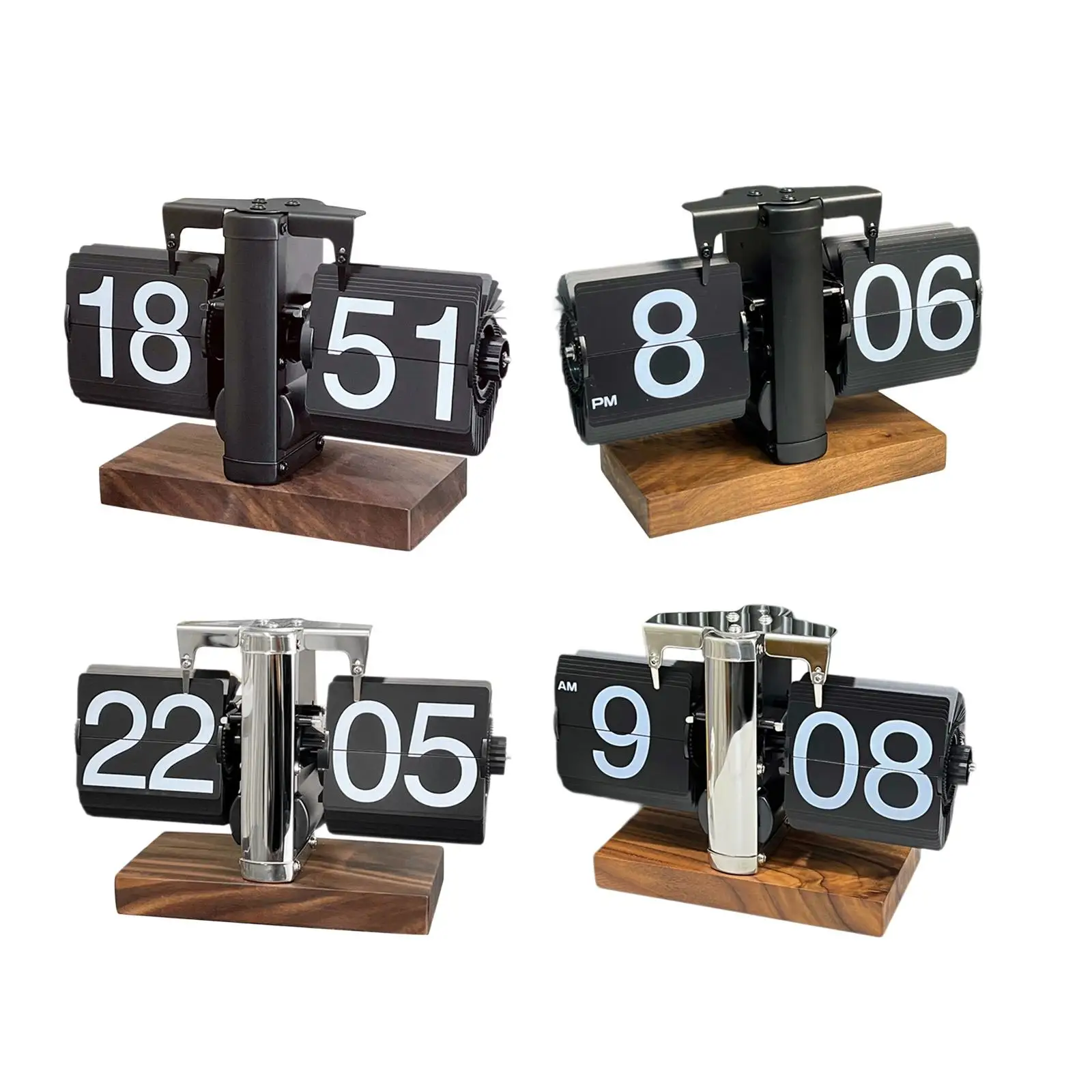 Flip Desk Clock Vintage Digital Auto Flip Clock Decoration Creative Table Clock for Hotel Office Living Room Bedroom Home