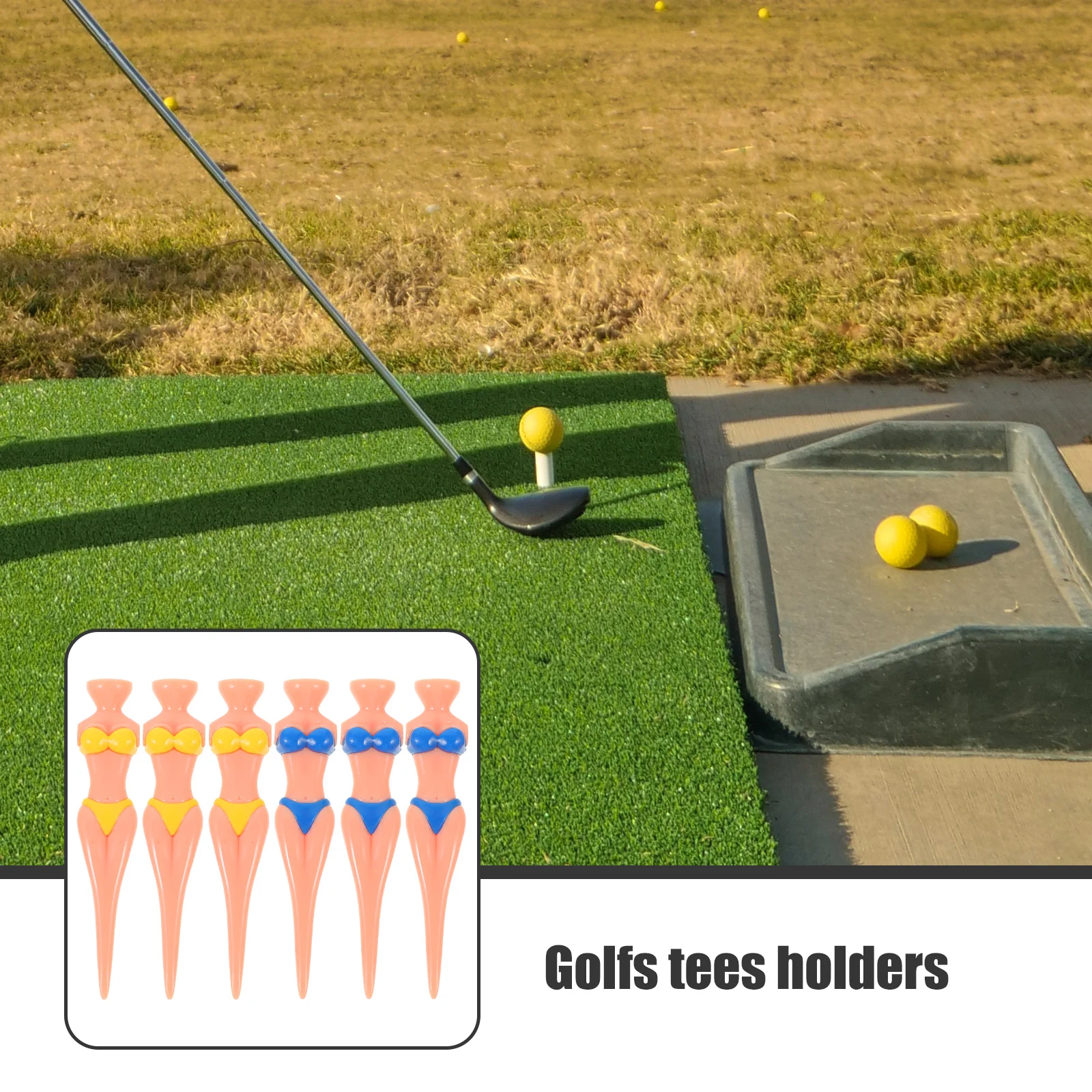 

6pcs Golf Tees Lady Shape Bright Color Reusable Plastic Spikes For Practice Parties Pink Golfs Training Holders Ball