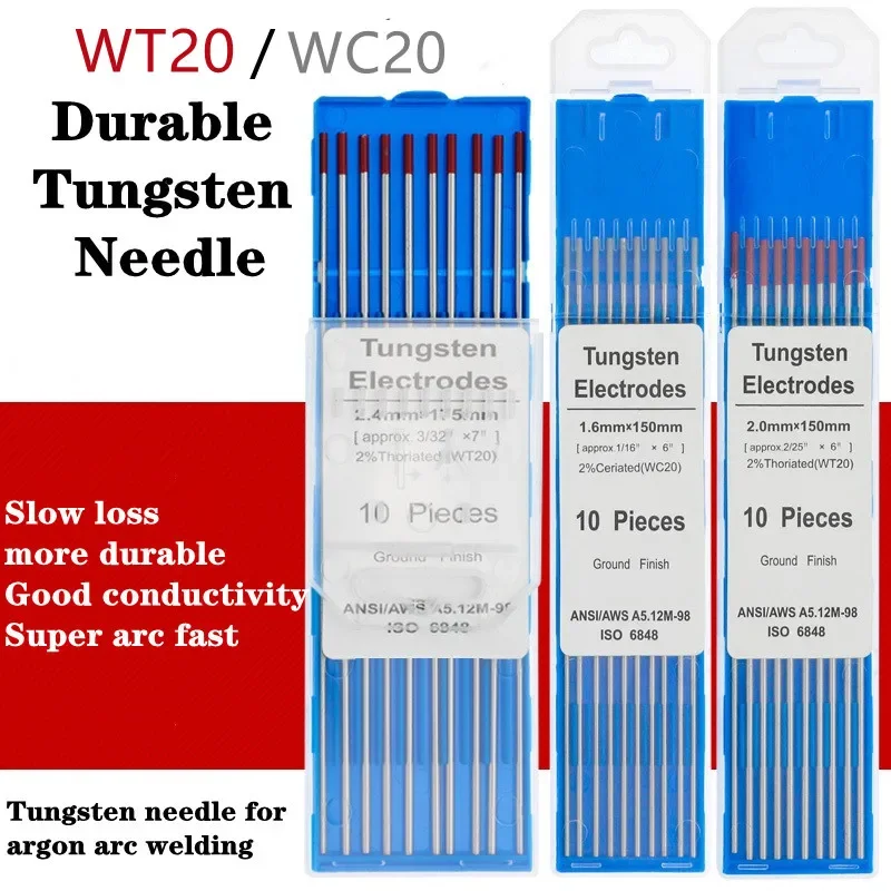 10PCS WT20 WC20 Tungsten Electrodes Welding Rod 1.0 1.6 2.0 2.4 3.0mm  For Tig Welding Machine