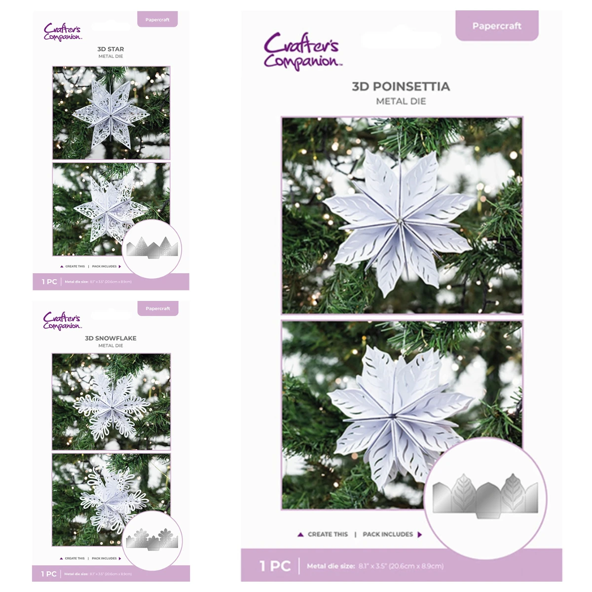 

2025 New Holiday Decorations Christmas 3D Poinsettia Star Snowflake Metal Cutting Dies DIY Greeting Card Scrapbooking Dies Cuts