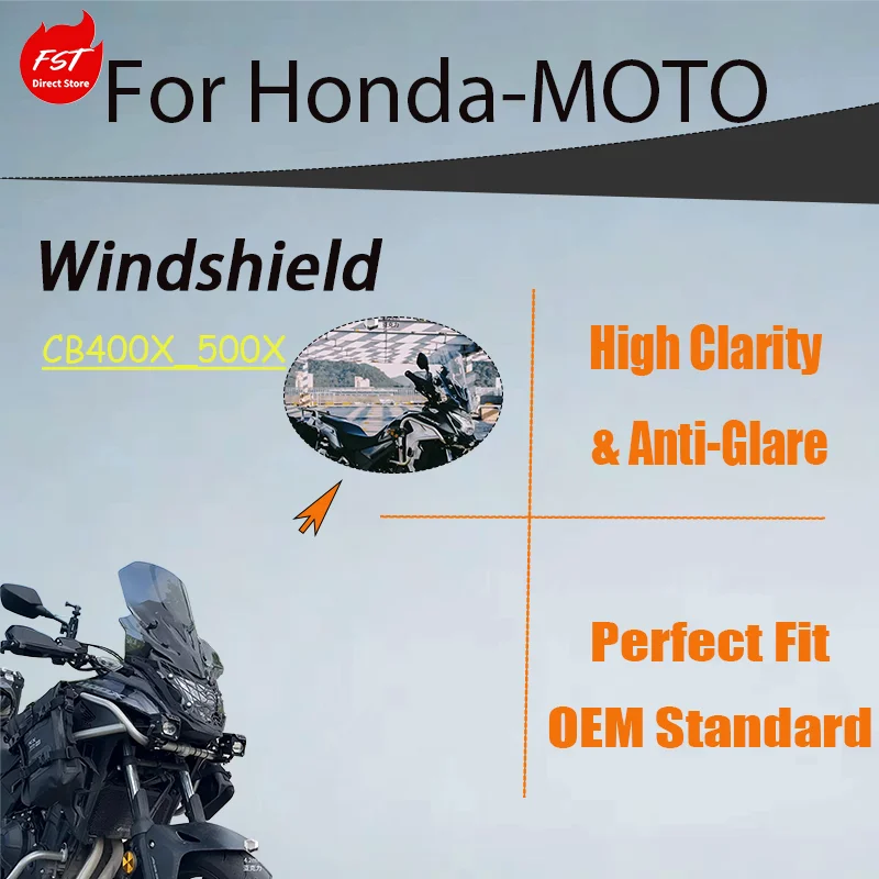 Modified Heightened Windshield for Honda CBF1000, Premium Imported Glass Front Wind Deflector with Chest Protector & Rain Shield