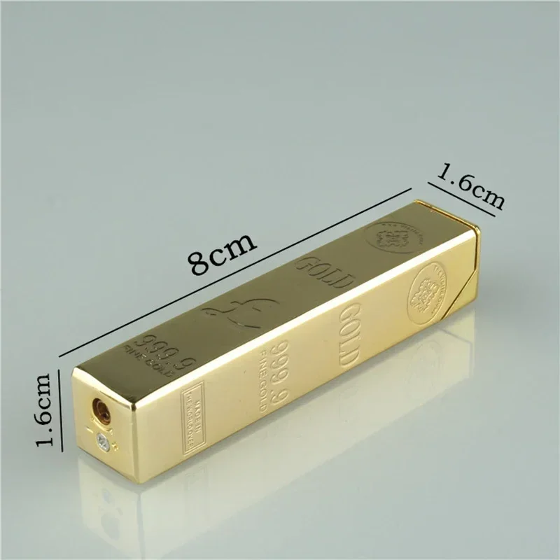 Luxury Metal Gold Bar Lighter Torch Free Fire Butane Gas Smoke Lighter Inflated Cigarette Cigar Oil Lighter Gadget For Man