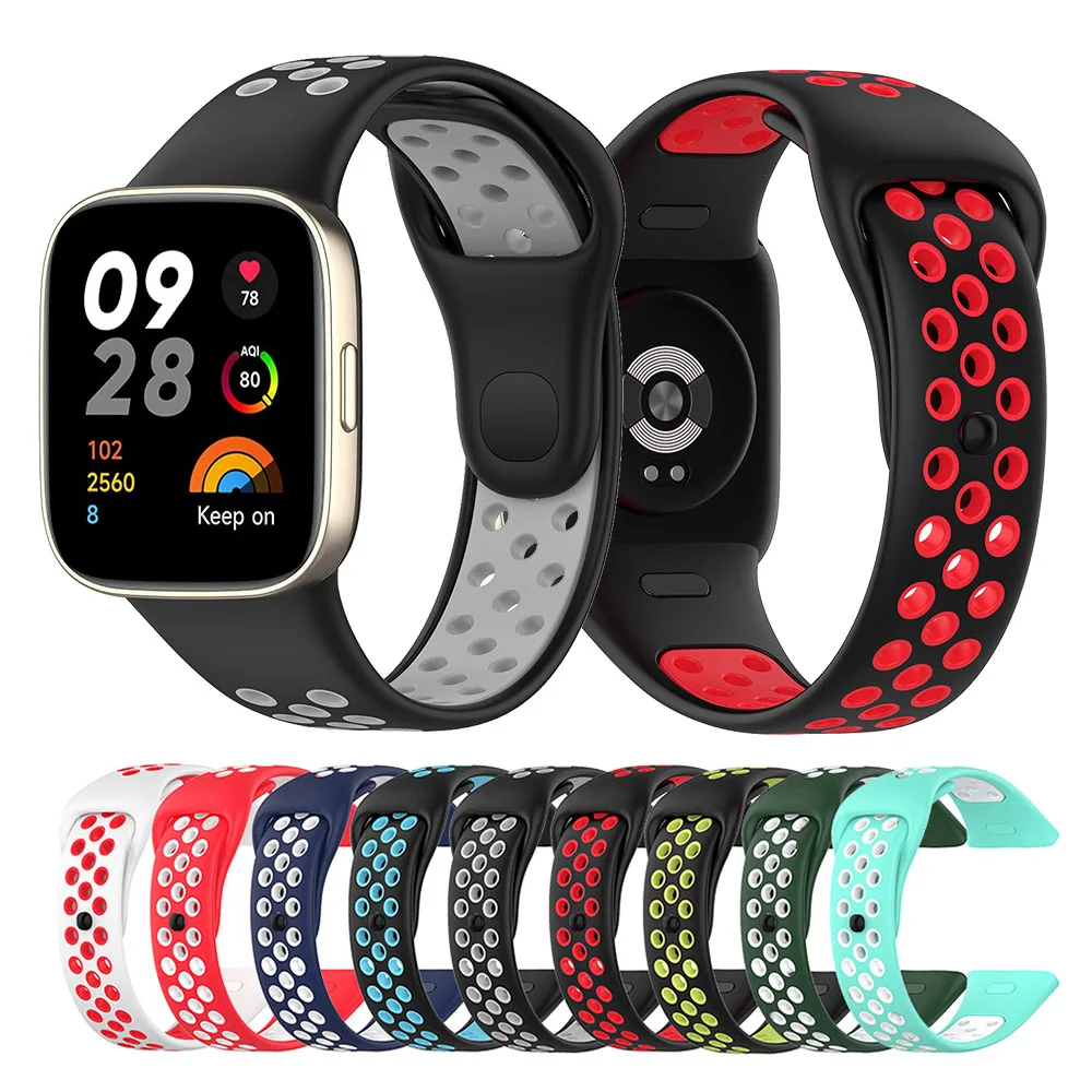 Sport Silicone Strap For Redmi Watch 3 Smart Watch Band Two-Color Bracelet Watchband