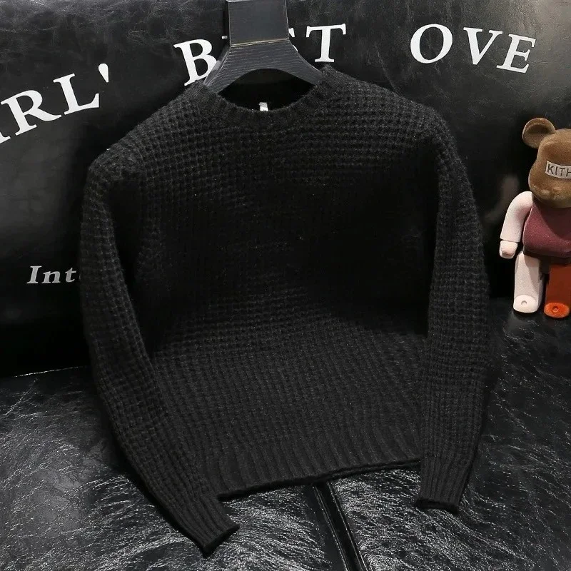 Autunno Inverno Nuovo originale manica lunga O-Collo Waffle maglione lavorato a maglia Cappotto pullover casual allentato giapponese moda uomo