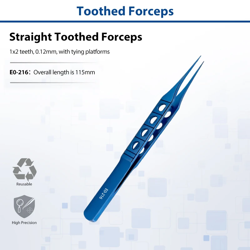 Medical Grade Titanium Straight Toothed Forceps Fine Tip Tissue Holding Tweezers Reusable Sterilizable Surgical Hand Tool