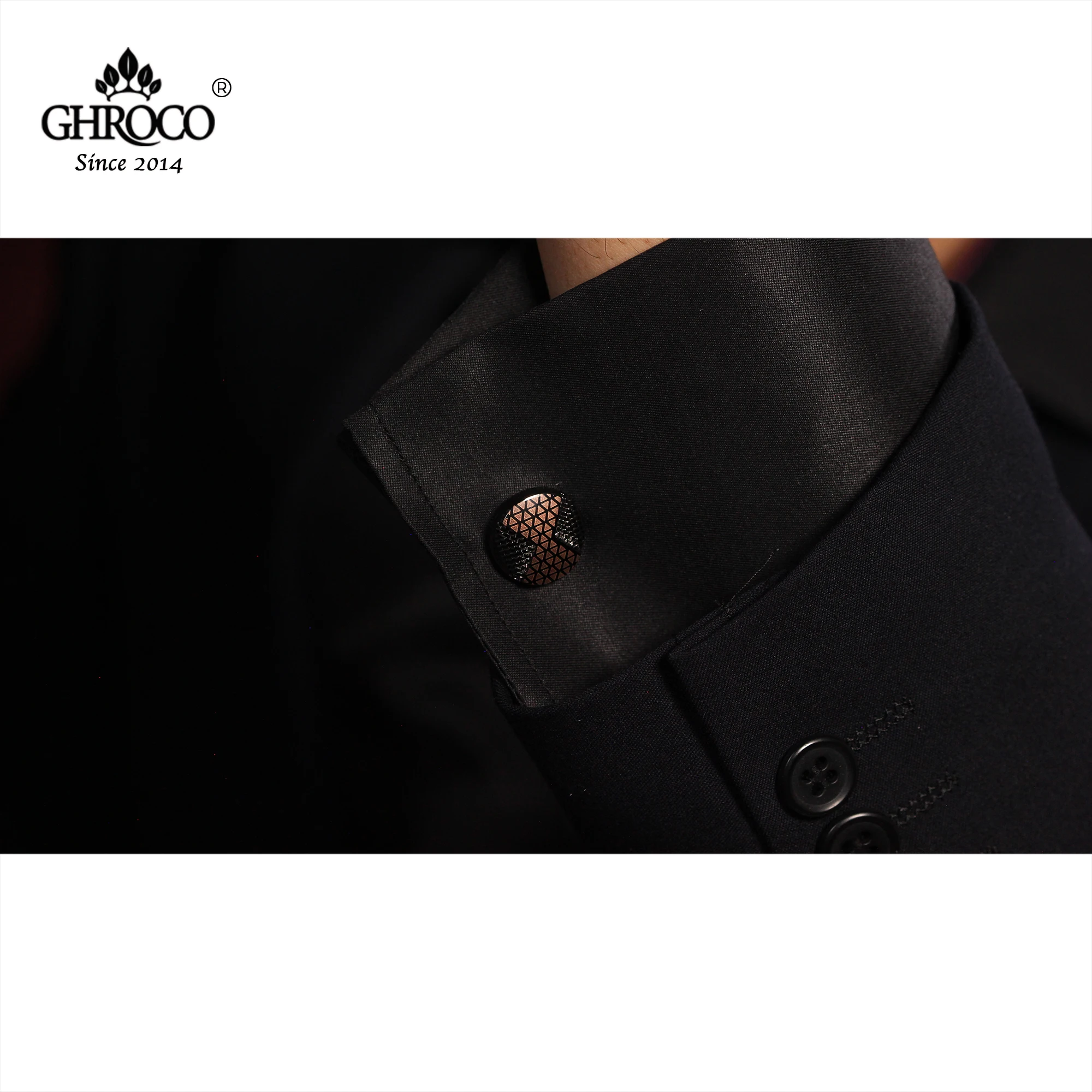 GHROCO جودة عالية رائعة سطح الليزر قميص مطبوع أزرار أكمام موضة هدايا فاخرة لرجال الأعمال والسيدات والزفاف