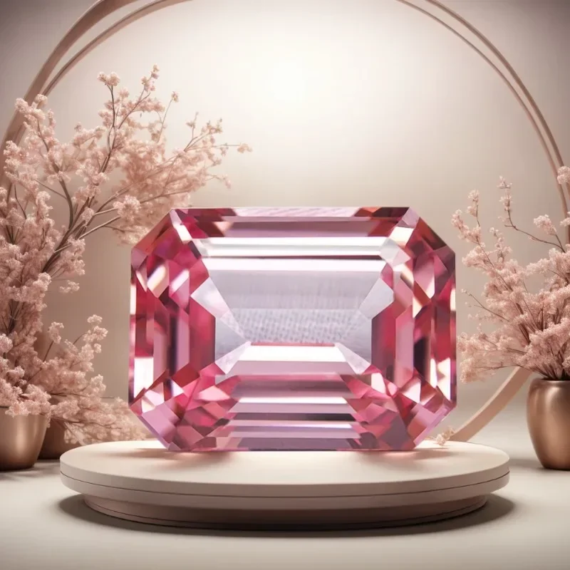 

L-Lab Grown Padparadscha Emerald Cut Red Lotus Color Gemstone Charms DIY Top Jewelry Making Materials Selectable AGL Certificate
