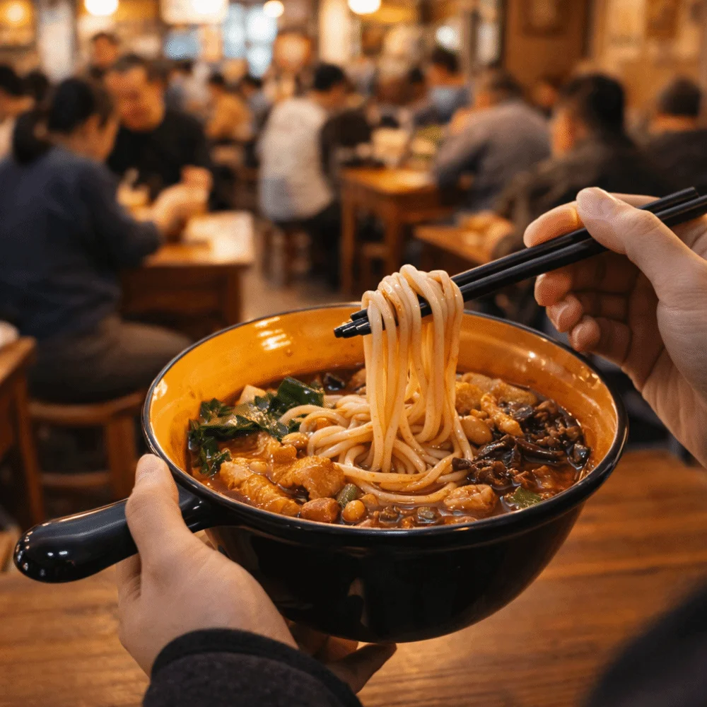 

Creative Anti-Fall Melamine Noodle Bowl Thickened Large Capacity Rice Bowl with Handle Salad Bowl Restaurant