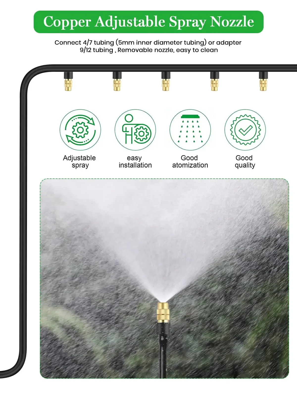 10 stücke 4/7PVC Outdoor Beschlagen Kühlsystem Garten Bewässerung Bewässerung 1/4'' Messing Zerstäuber Einstellbare Garten Micro Sprinkler – Detail 9