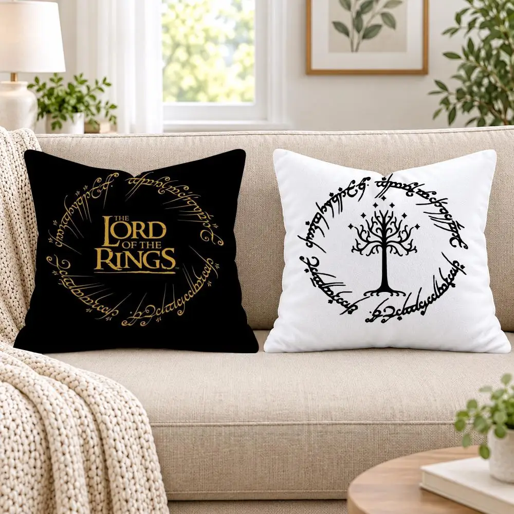 The L-Lord Of The R-Rings Cushion Cover Short Plush Double-Sided Printing Sofa Bedroom Pillow Case Aesthetic Home Decor