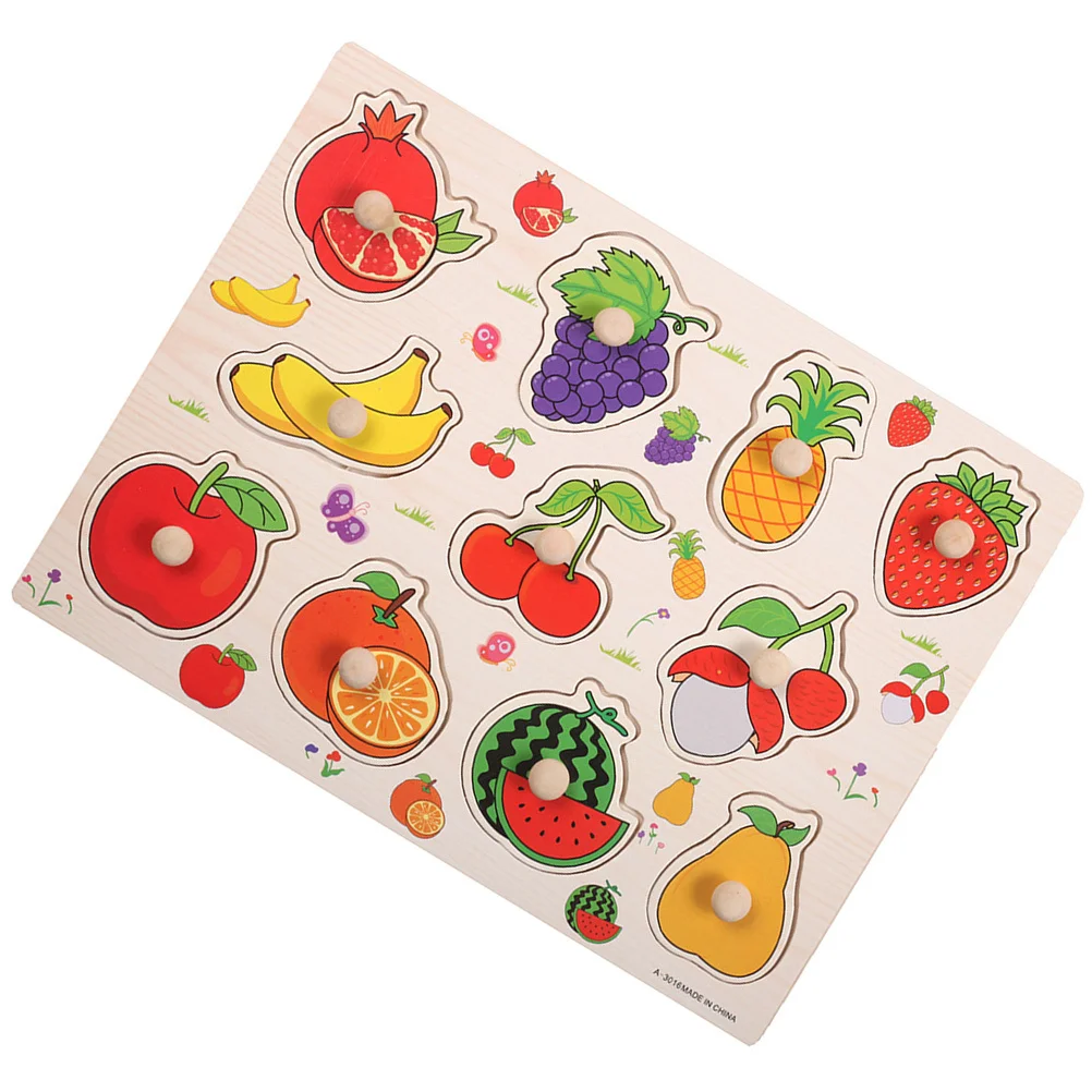 لغز فهم يدوي على الفاكهة الخشبية، التعلم المنزلي التعرف على الألوان المعرفية المبكرة، مستلزمات الأطفال الصغار في مرحلة ما قبل المدرسة