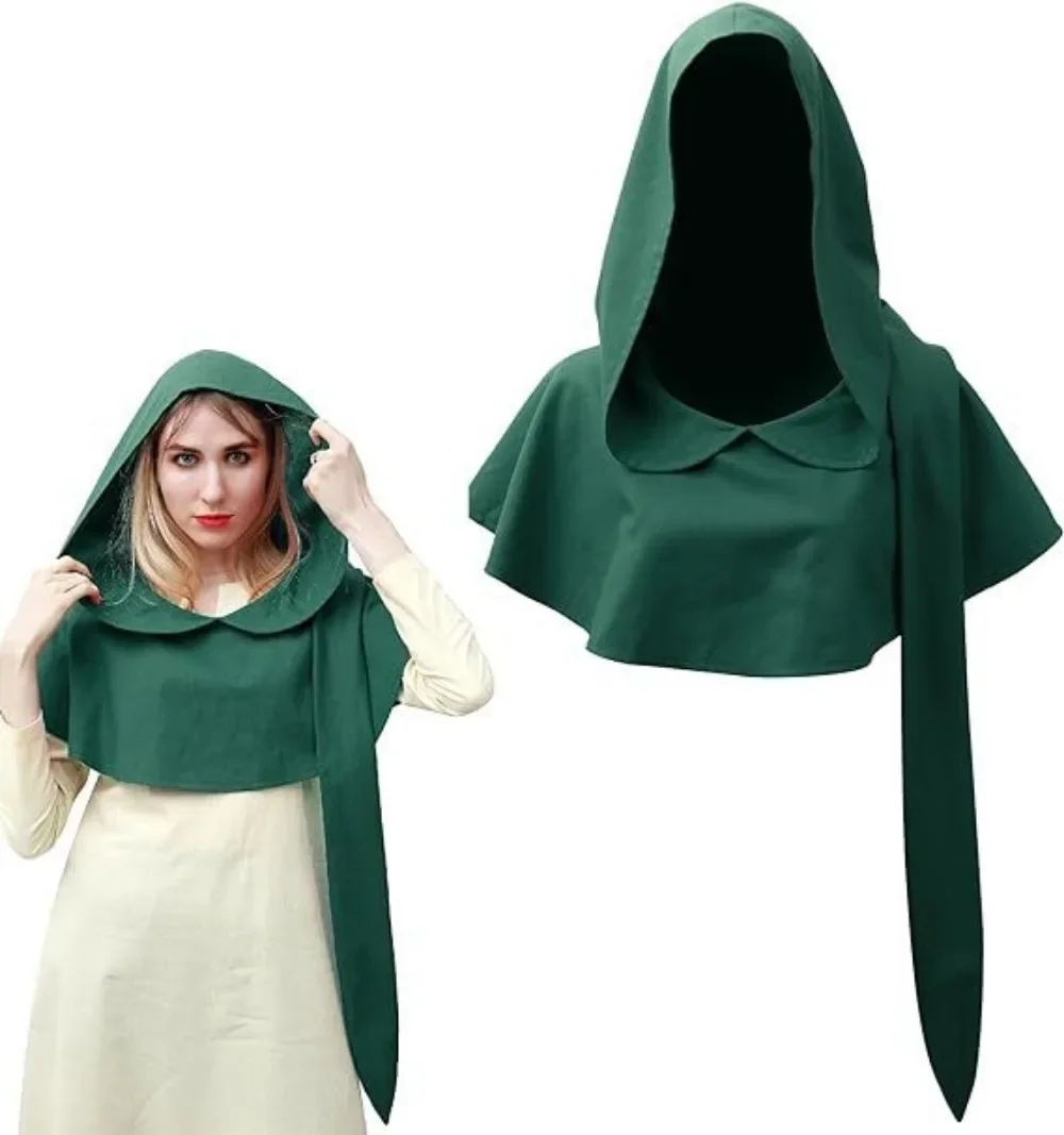 

Medieval Cosplay Long Tail Cowl Hat Vintage Liripipe Uniform Hooded Cloak Renaissance Linen Cap for Women Girl