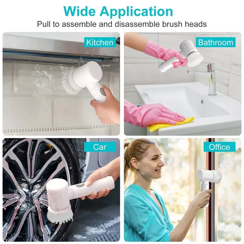 Electric Cleaning Brush Head Bathroom Wash Brush Multifunctional Kitchen Cleaning Tool for Adapter Replaceable Brush Head Tool