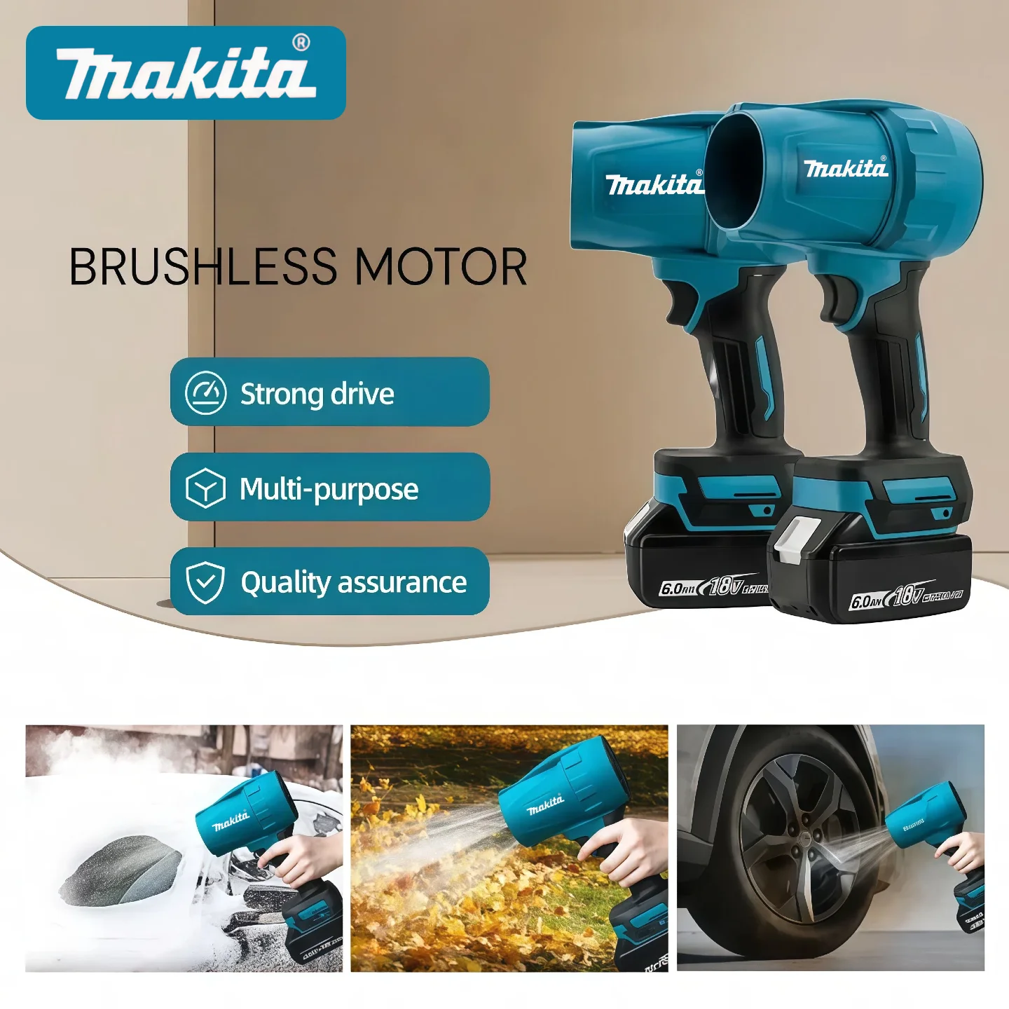 

Нагнетатель Makita 18 В ​ ​ Турбоперезаряжаемый турбоструйный вентилятор, электрическая воздушная тряпка, скорость ветра с легким инструментом для чистки автомобиля