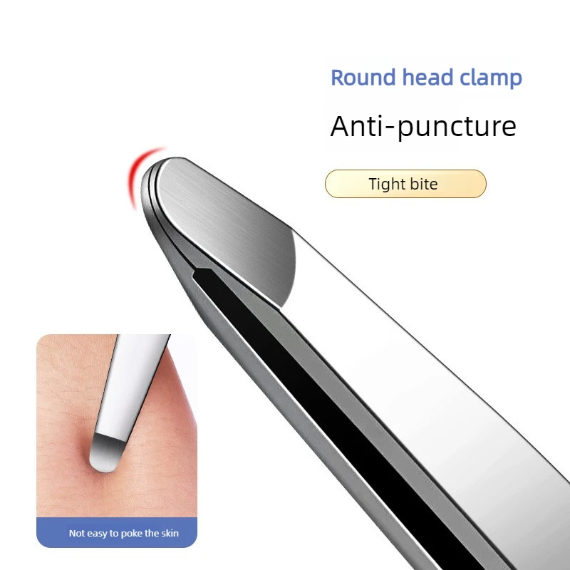 Stainless Steel Round Head Tweezers Eyebrow Tweezers Hair Removal Tweezers Seamless Clamping Makeup Tools Beard Clip