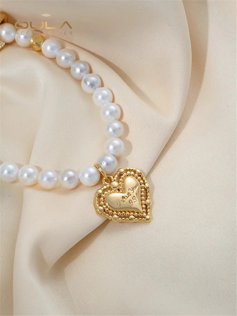 14K Gold-Color Plated Fashion European Style English Letter Heart Pendant Love Pendant Diy Bracelet Necklace Pendant