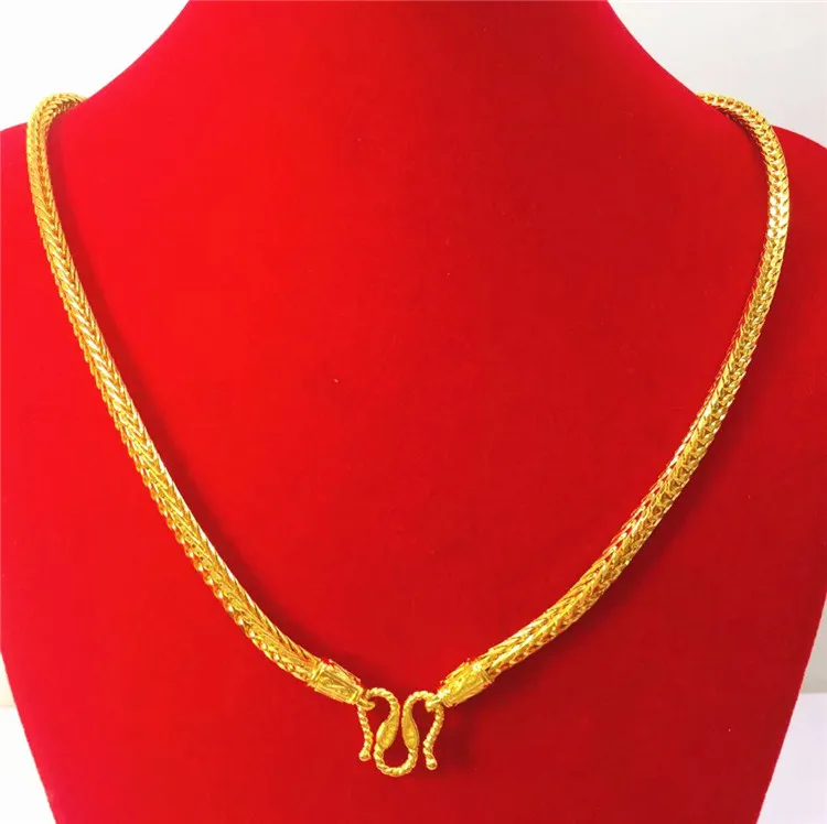 Snake bone necklace 24K gold, male, AU999 wide version of snake bone adapted to business, first choice for entrepreneurs