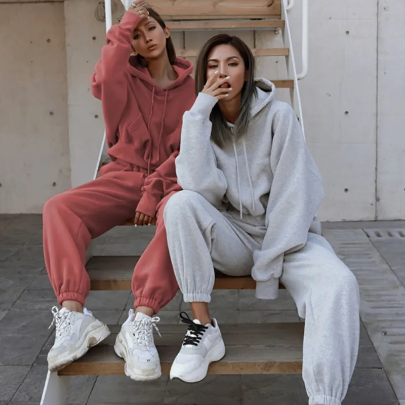 

2025 Women's Solid Color Hoodie Jacket Set Winter Casual Sportswear Breathable Stretch Fabric Versatile for Gym & Daily Wear