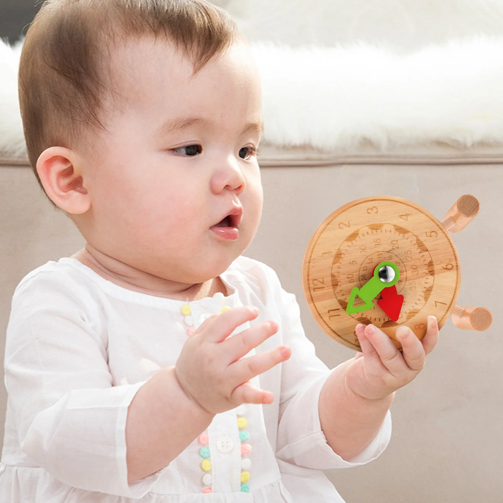 

1pc Wooden Cognitive Clock Mini Time Learning Playset For Kids Bright Attractive Design Smooth No Burrs Strong Stable Support