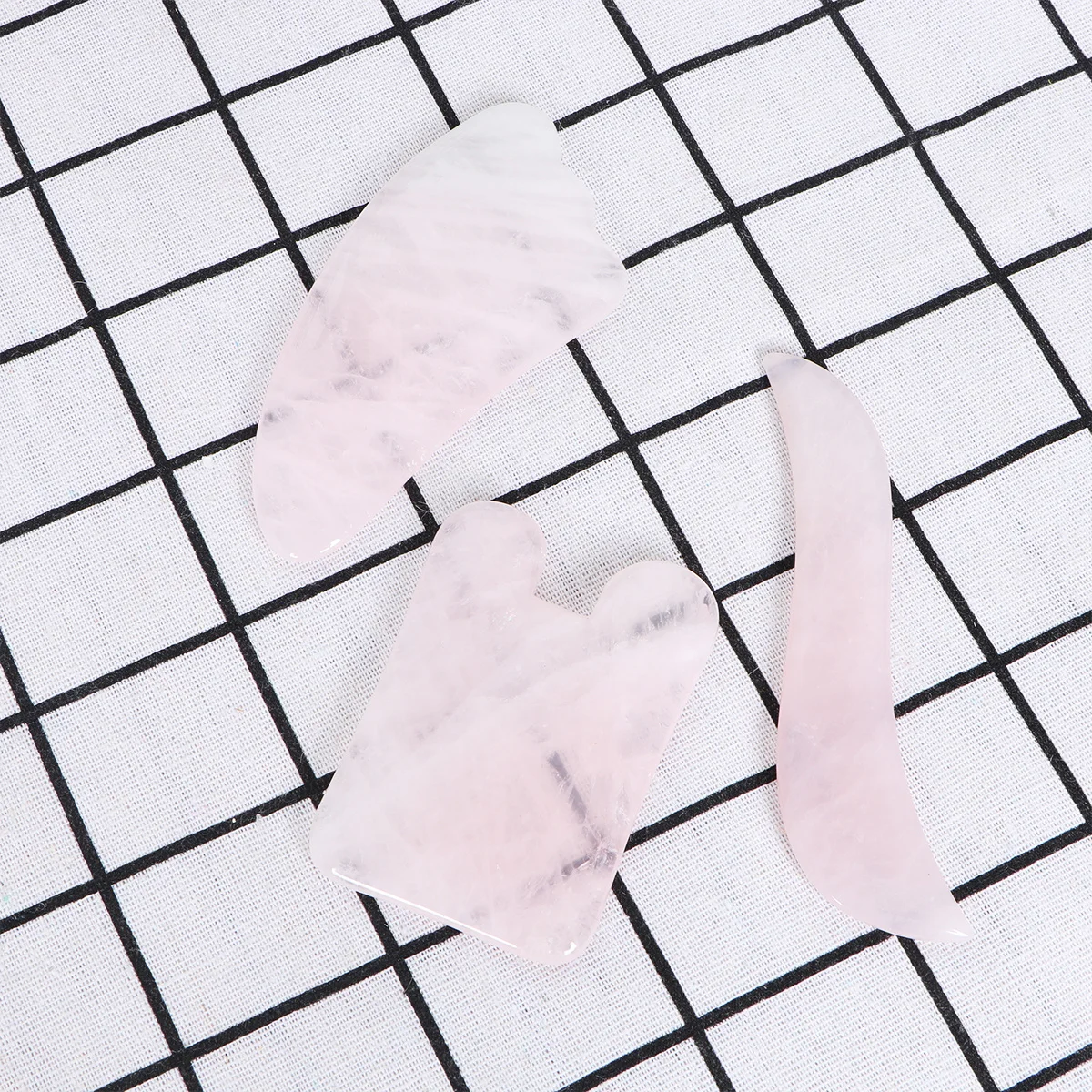 

3Pcs Natural Powder Crystal Massager Sets Pink Durable Safe Smooth Face Body Scrapping Pain Relief Face Massager Piece
