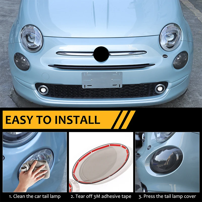 

Для Fiat 500 2016-2025 ABS Янтарный автомобильный абажур дальнего света, декоративная крышка, автомобильные аксессуары