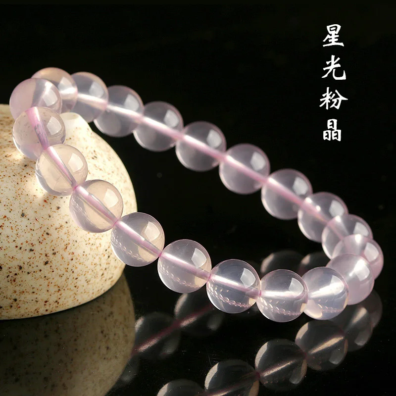 gemstone braceletPink Rose Quartz Crystal Bracelet Natural Stone Streche Bracelets Elastic Cord Pulseras Fine Jewelry For Lovers