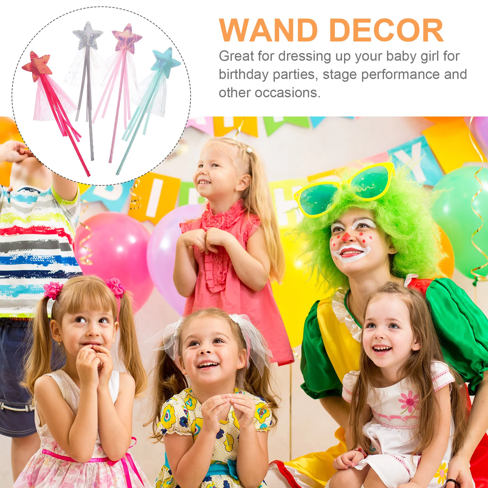 4Pcs Princess Star Fairy Wands Glitter Colorful Kids Wand Cosplay Party Angel Dress Up Birthday Gift Supplies Fairy Wand