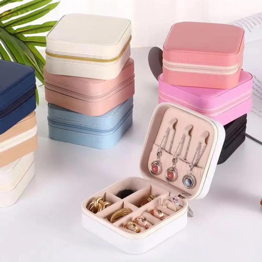 Jewelry Storage Box Independent Compartment Organization Flannel Compact Jewelry Organizer Tray for Bedroom