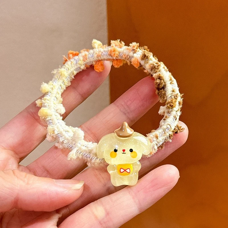 Cartoon Hello Kitty Kawaii Anime Children Headwear Candy Color Hair Ring For Cute Sweet Hair Accessories Kids Rubber Band Gifts