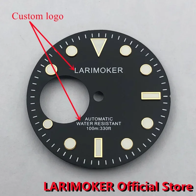 LARIMOKER 29mm Black Green Blue Luminous NH38 Dial fit NH38A Movement Rose  Gold Index Custom LOGO