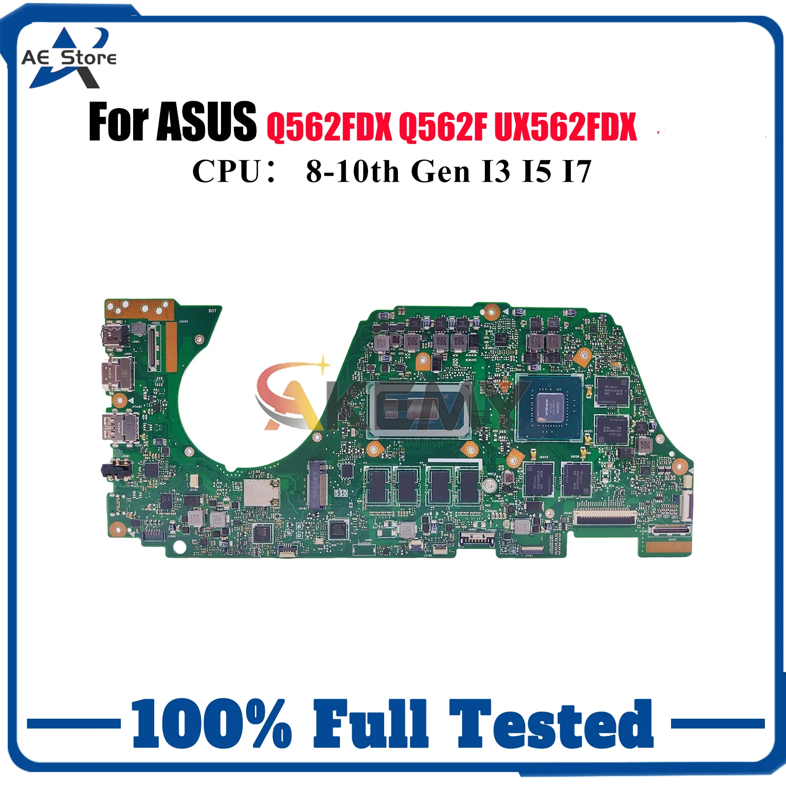 

UX562FDX Материнская плата для ноутбука ASUS ZenBook UX562 Q562FDX Q562F UX56IQ Материнская плата для ноутбука с процессором I3 I5 I7 100% tests OK stk