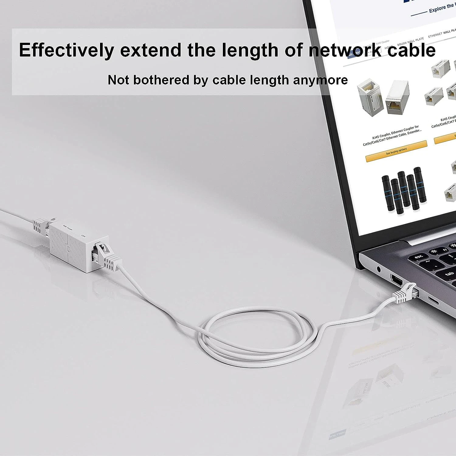 ZoeRax 2pcs RJ45 Cat6 Inline Coupler Ethernet Coupler, Ethernet Extender Connecter for Cat6/Cat5e/Cat5 Ethernet Cables