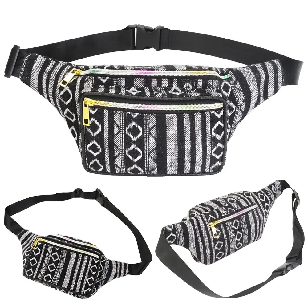 Travel Cross Body Bag Eco Tribal Design Storage Boho Fanny Pack Chest Bag Anti-theft Pouch Waist Packs