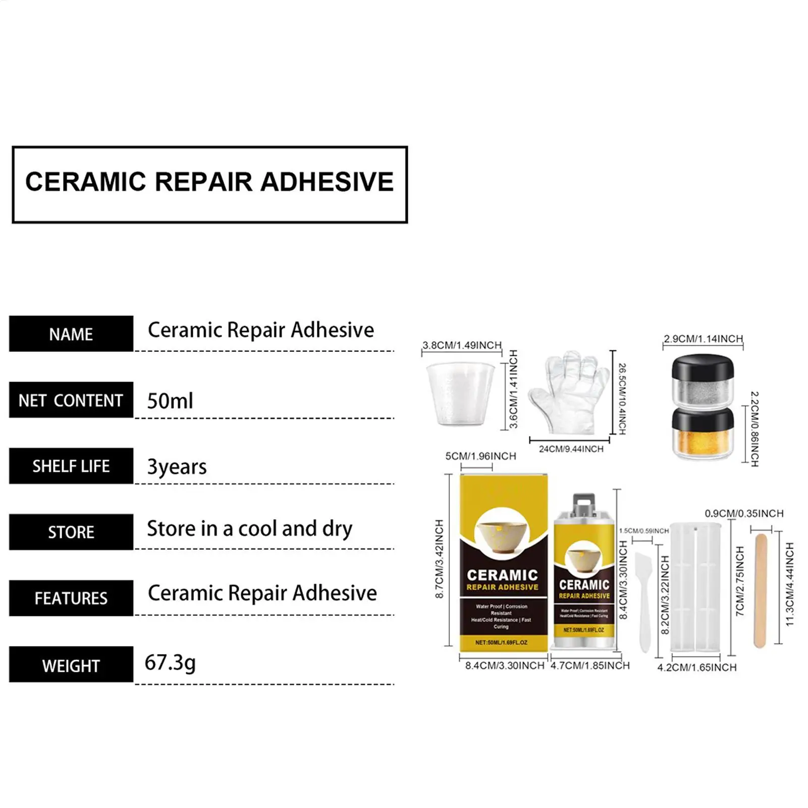 Kintsugi Repair Kit Gold Ceramic Glue Food Safe Adhesive for Broken Pottery Plate Cup Bowl Bathtub Craft Art Restoration image 6