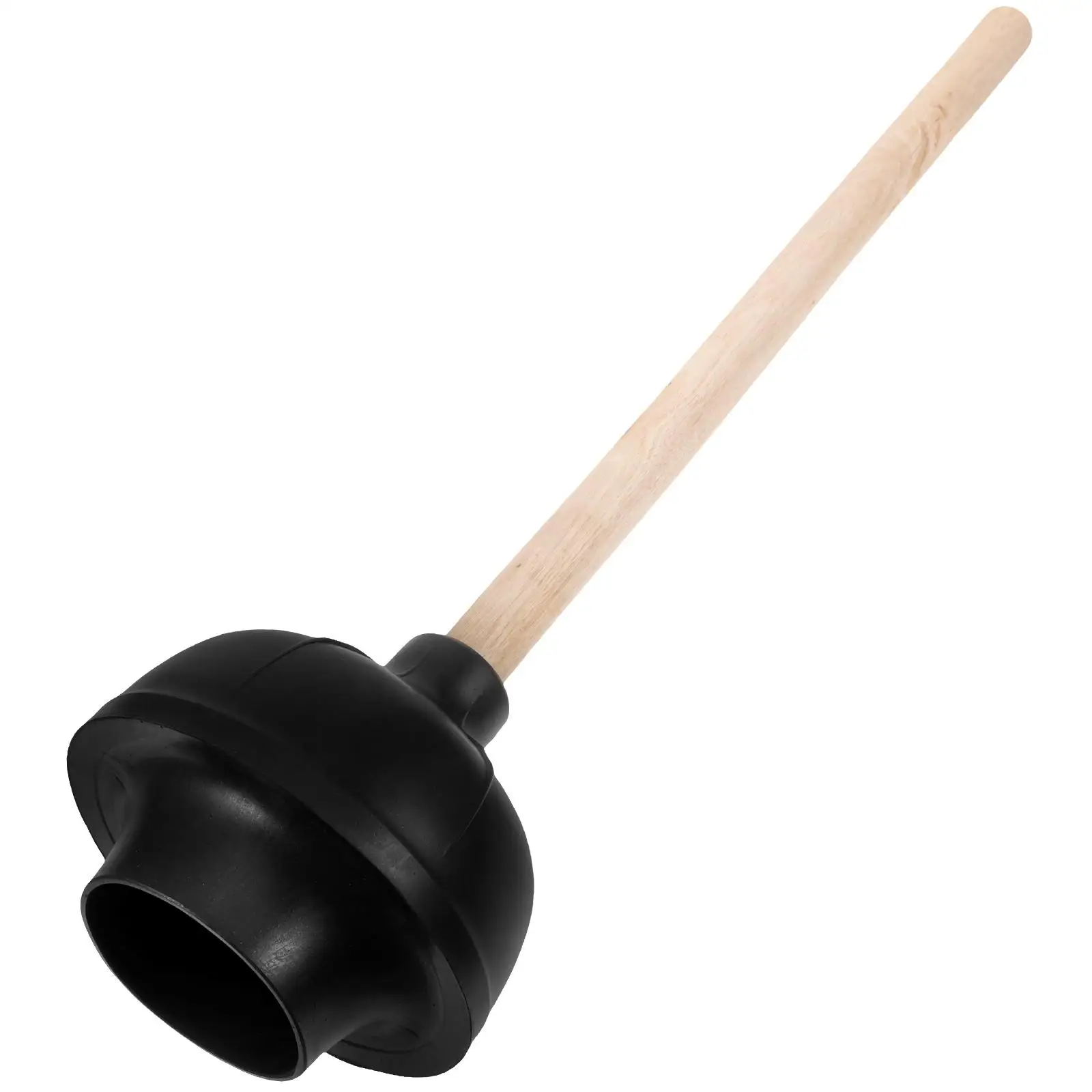 

Toilet Plunger Pipe Cleaner Heavy Duty Suction Anti Clogging Bowl Wooden Handle Bathroom Accessories Rubber Material Practical