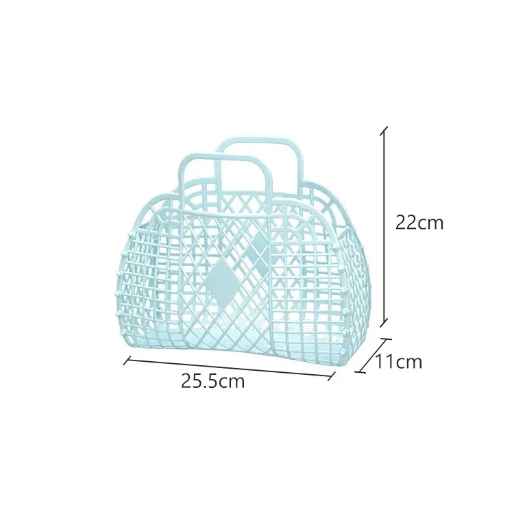 Large-capacity Bag Hollow Jelly Beach Holiday Portable Tote Bag Reusable and Easy To Clean Plastic Portable Bath Basket