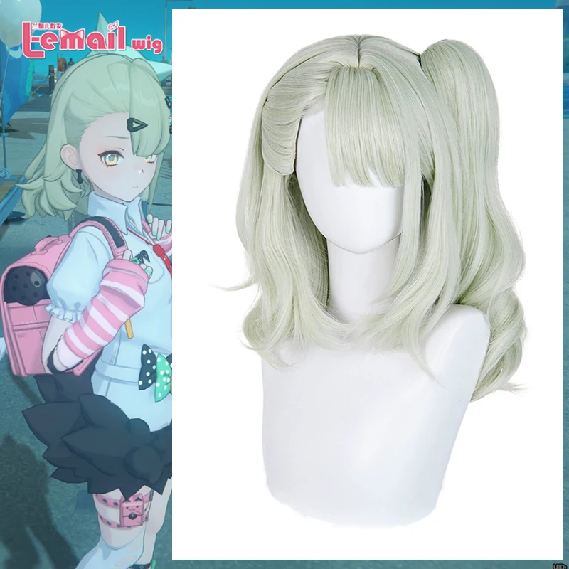

Парик L-email Синтетические волосы Игра Zenless Zone Zero Chinatsu Remiel Косплей Парики Волнистый светло-зеленый цвет Парик Термостойкий парик