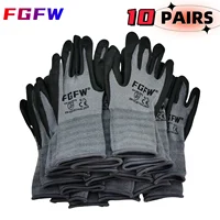 Guantes de trabajo recubiertos de nitrilo para jardinería/atelier: guantes de seguridad unisex, antideslizantes y duraderos y transpirables compatibles con pantalla táctil