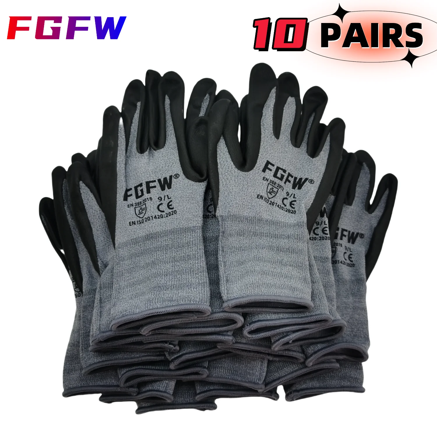 Nitrile Coated Work Gloves for Gardening/Workshop - Touchscreen Compatible, Anti-Slip & Durable, Breathable Unisex Safety Gloves