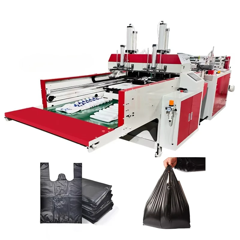 Biodegradable T Shirt Bag Making Machine For Eco Friendly Retail Stores High Speed Automatic Shopping Bag Production Line System