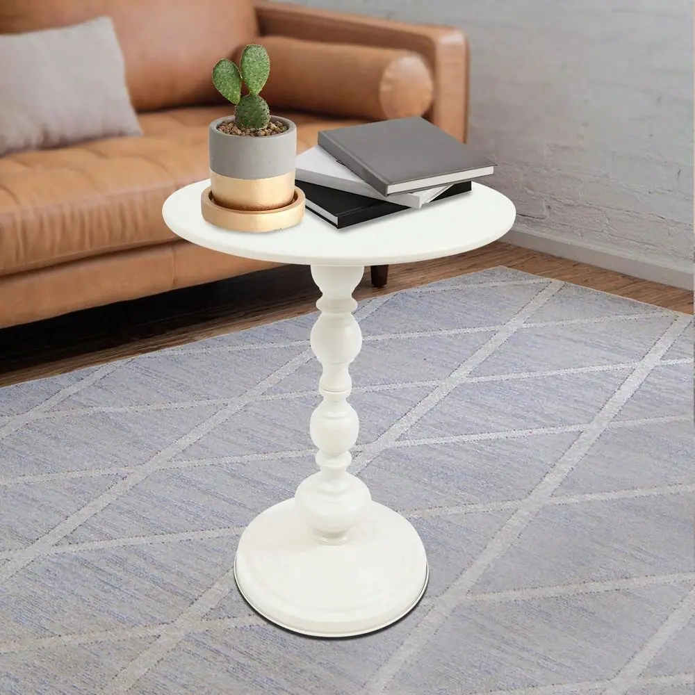 

Side Table Retro Coffee End Table Small Accent Pedestal Table White Home