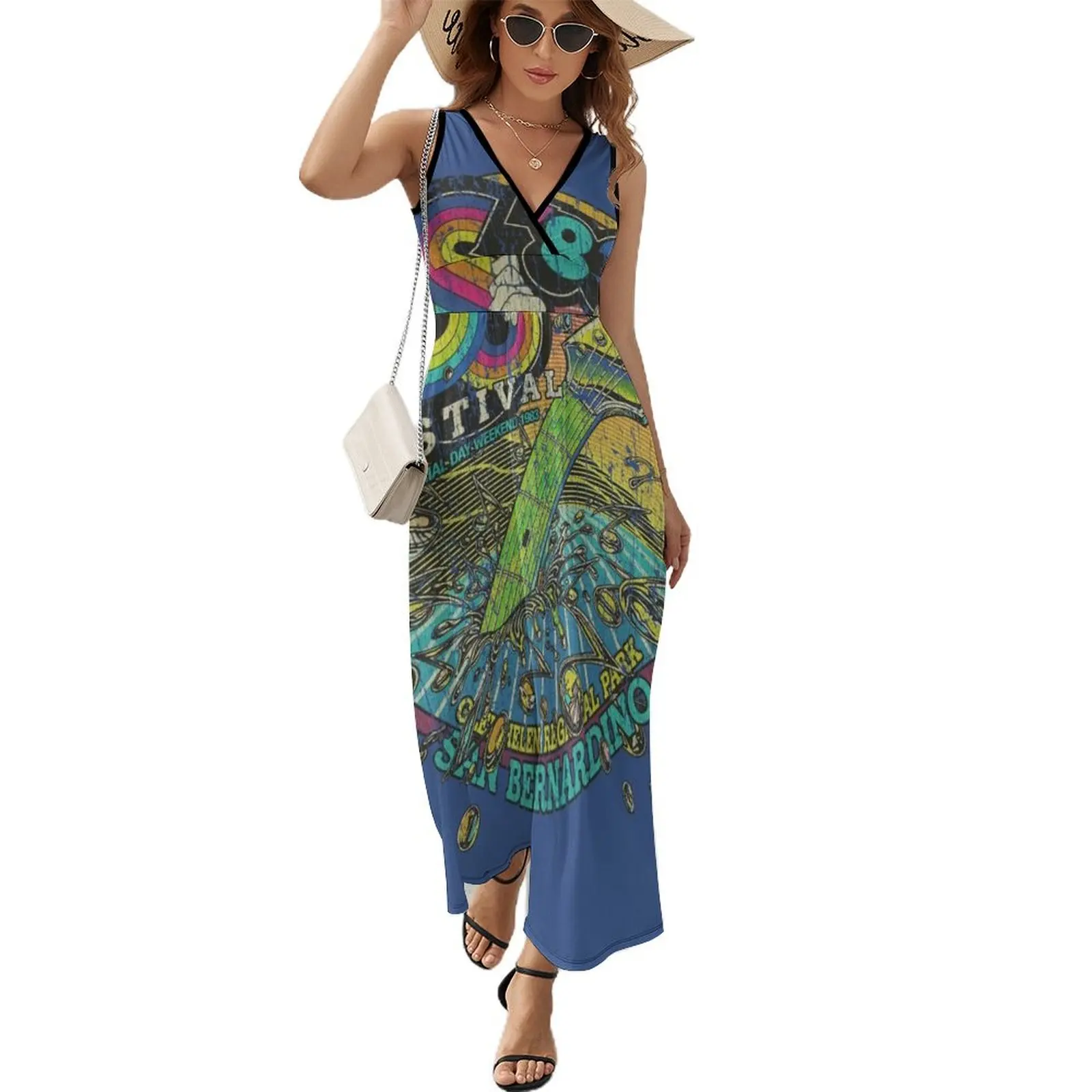 

US Festival 1983 Sleeveless Dress Long dress Women's long dress women summer Women dresses summer