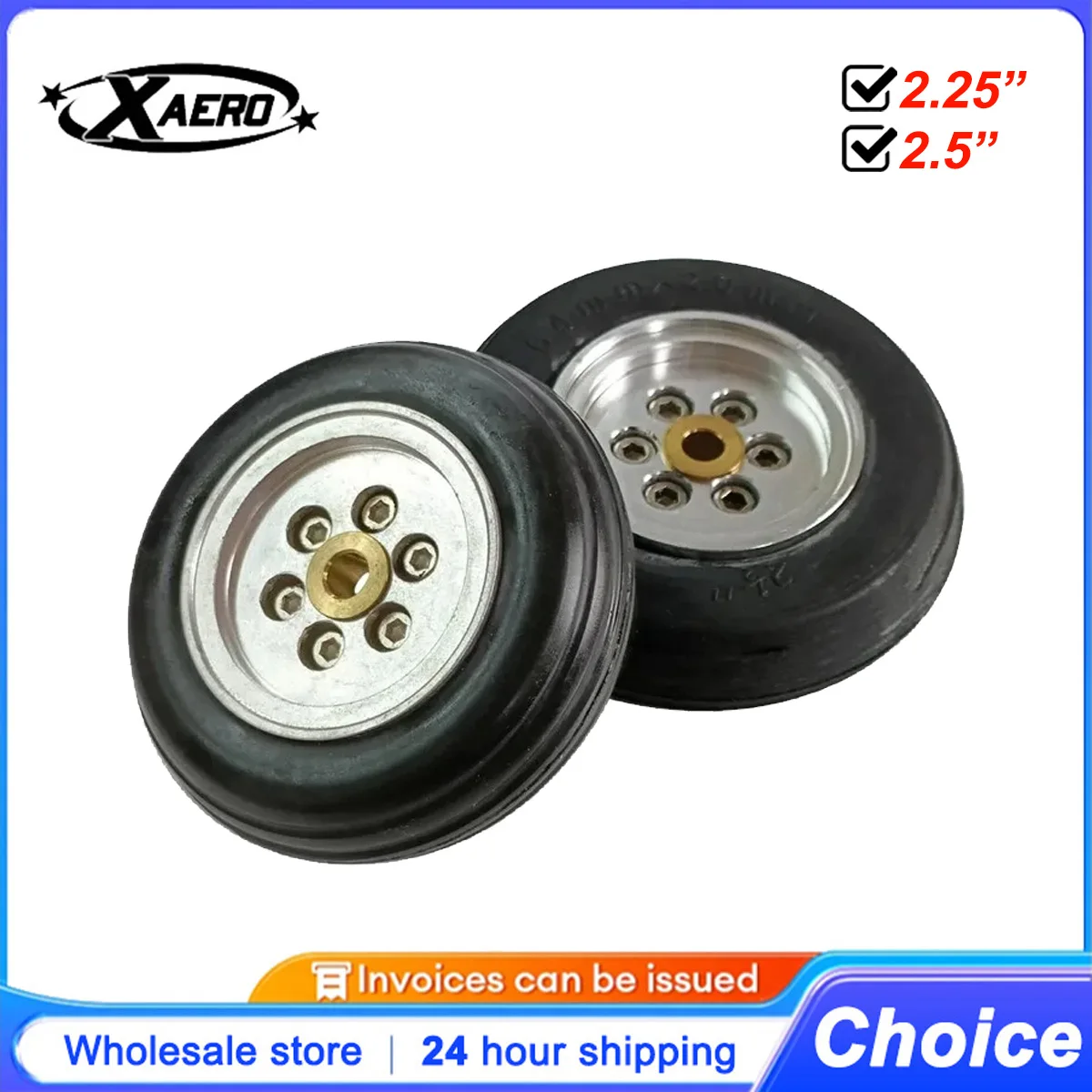 

XAERO 2PCS Jet Wheels Alloy Hub with 2.25/2.5inch Rubber Tires for RC Aircraft