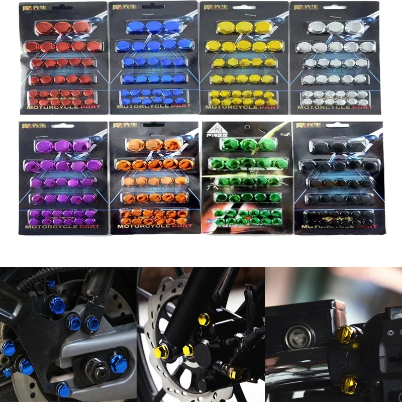 

30Pcs/set Colorful Motorcycle Nut Cover Screw Cap Decoration Moto Electric Car Modification Parts Accessories 1.4/1.2/1/0.8CM