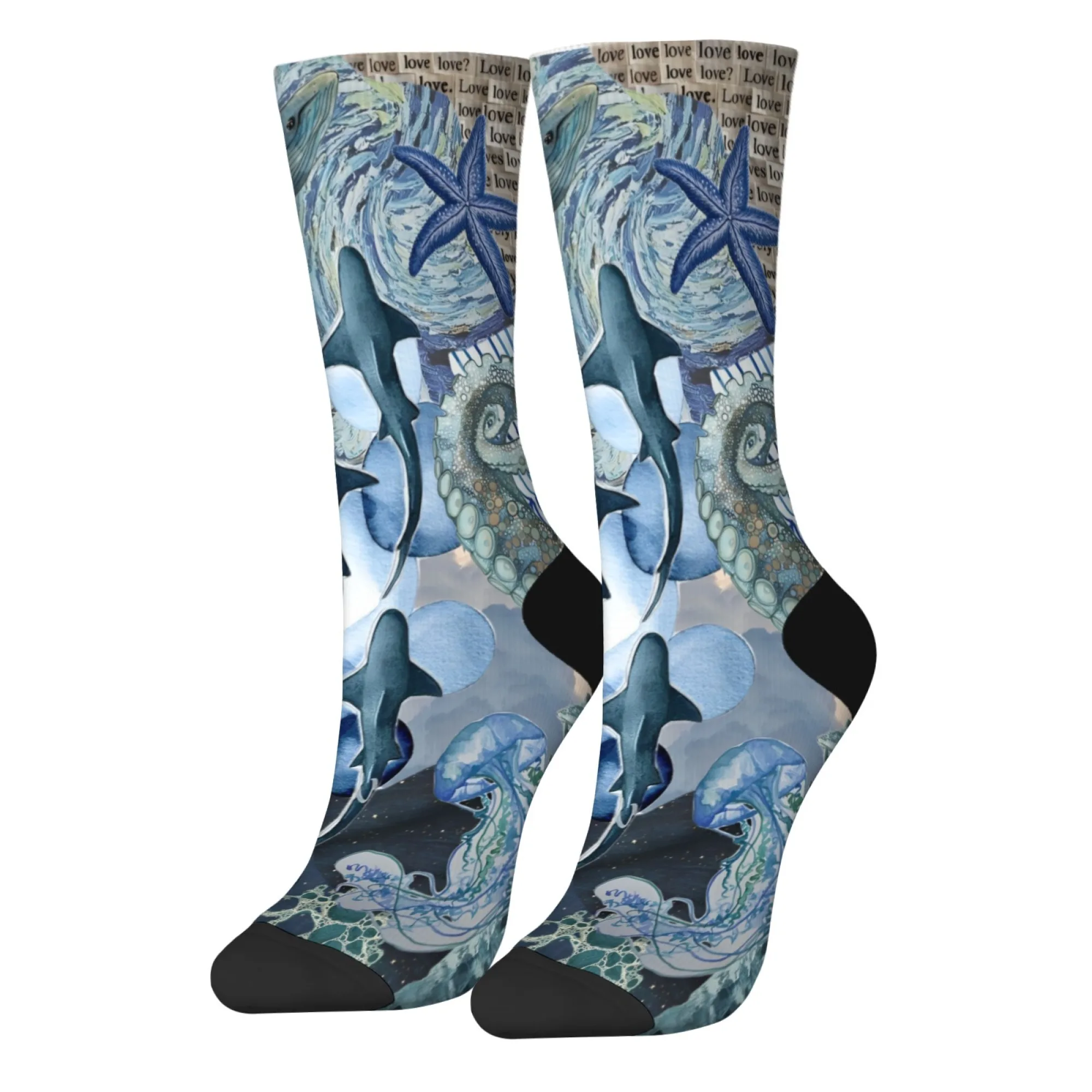 Nuevas medias creativas Retro con temática del océano, calcetines suaves y transpirables para hombre, calcetines Unisex informales cómodos para uso al aire libre